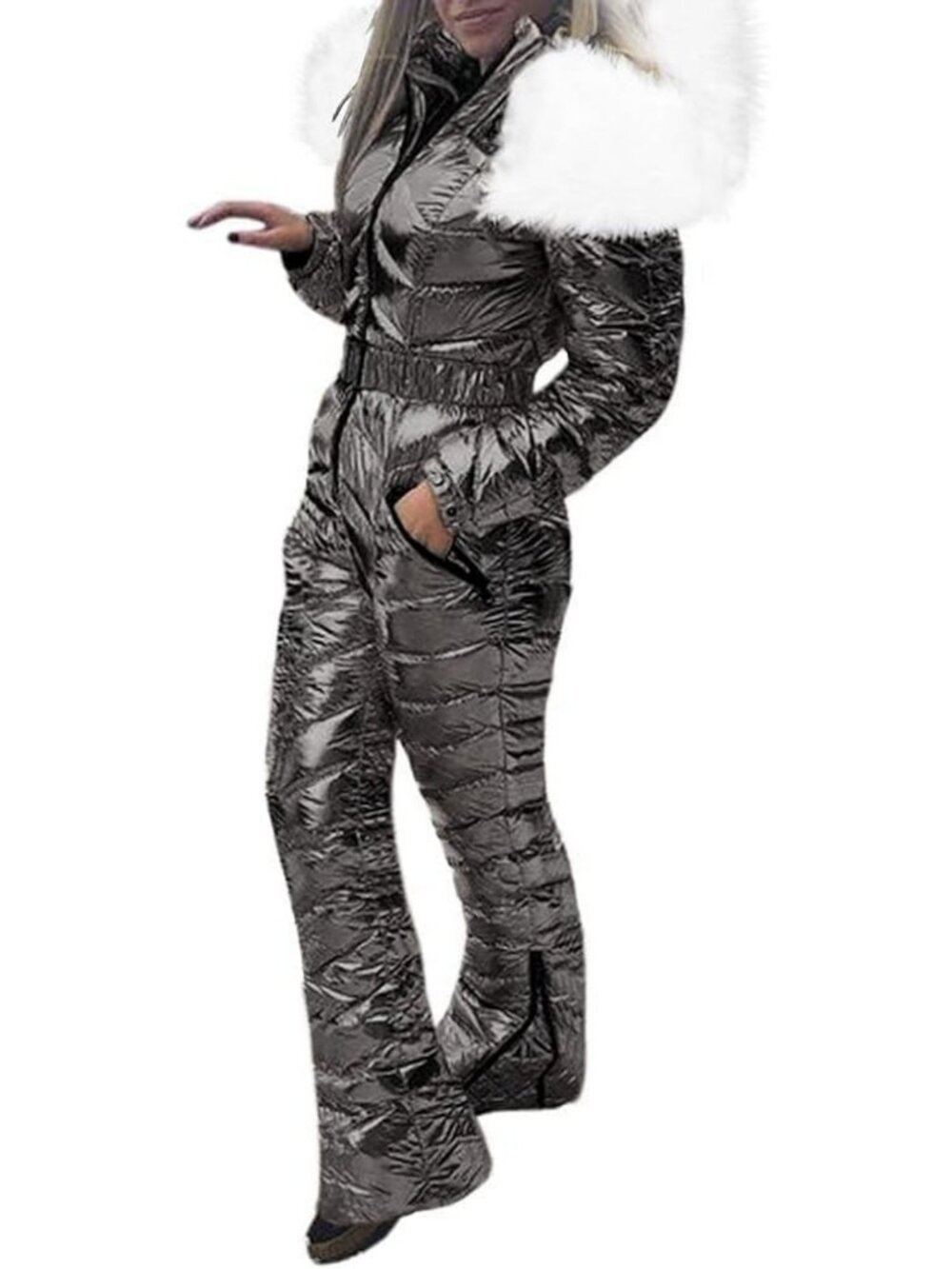 Cozy Women's Winter Ski Suit with Fur Collar, Waterproof & Windproof Snowsuit